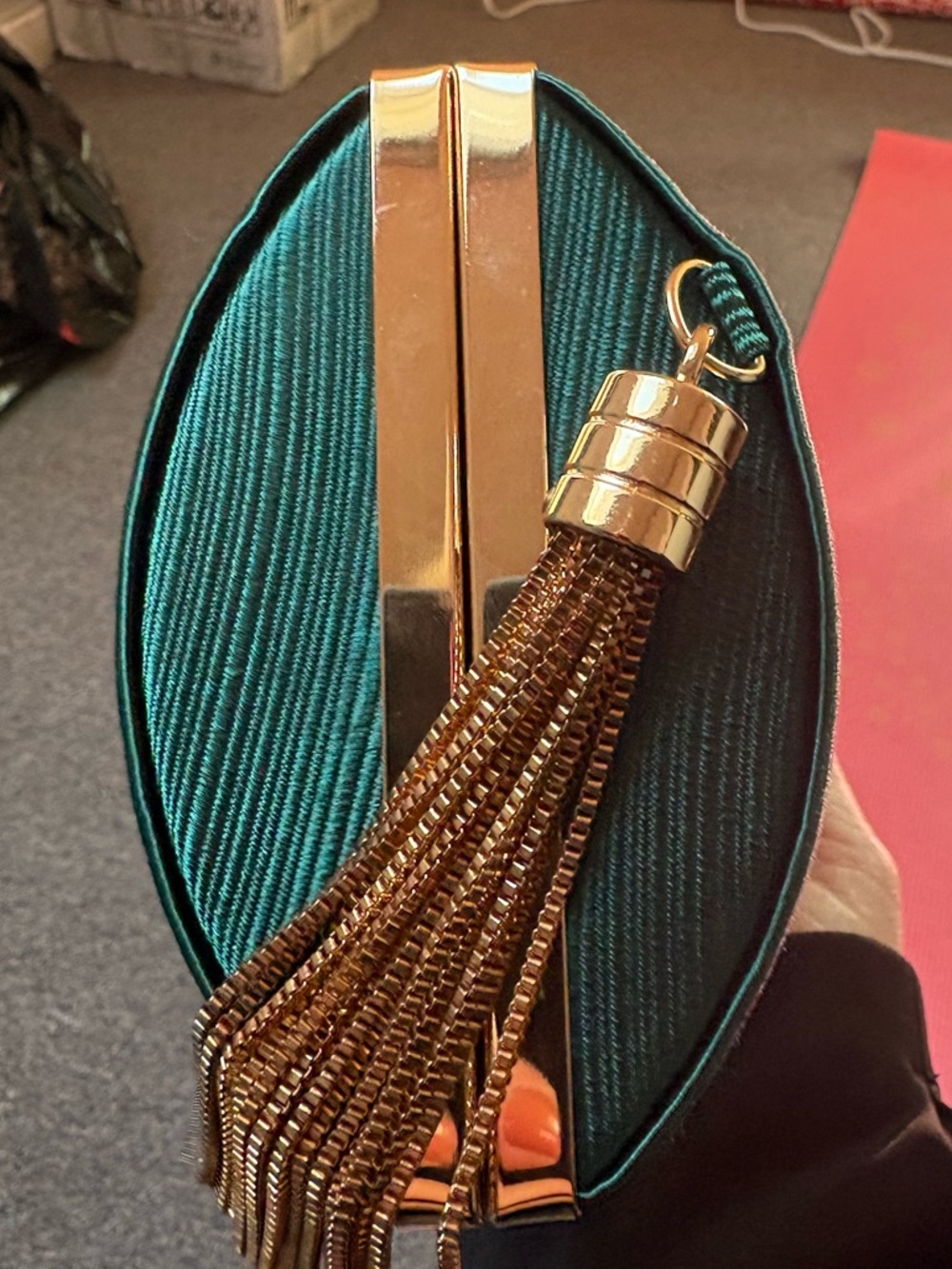 Elegant Teal Satin Evening Clutch - Picture 2 of 7